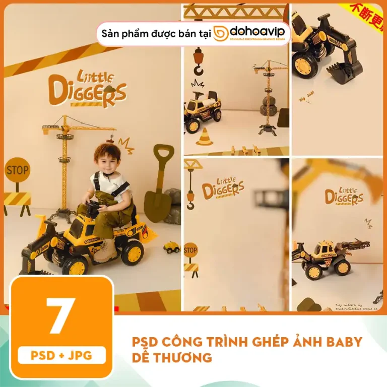 [VIP] PSD Công trình ghép ảnh baby dễ thương