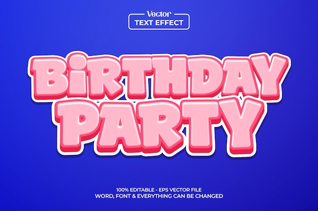3d birthday party editable text style effect