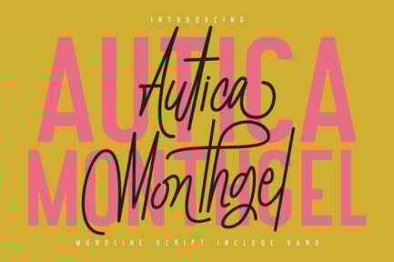 Autica Monthgel Monoline Script Sans Font Duo