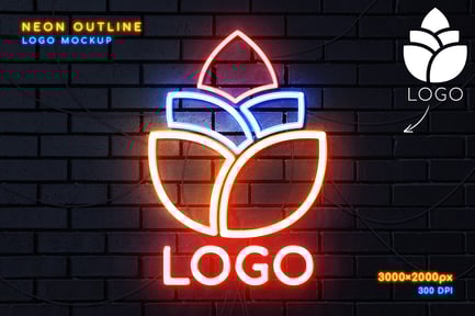 Neon Outline Logo Mockup