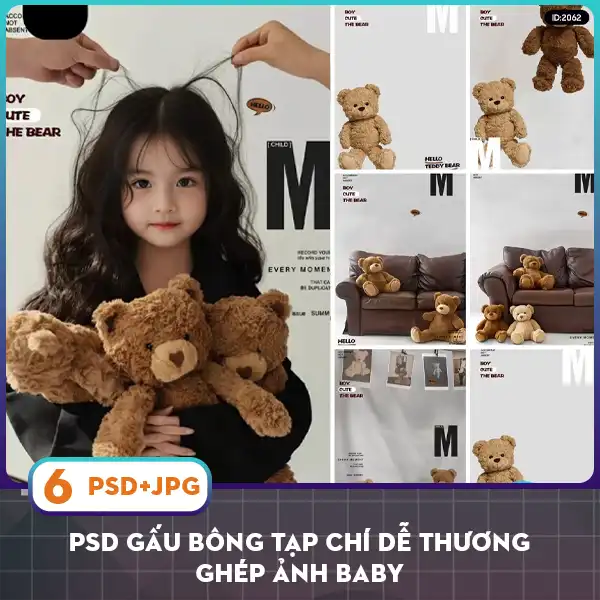[VIP] PSD Gấu bông Tạp chí dễ thương ghép ảnh baby