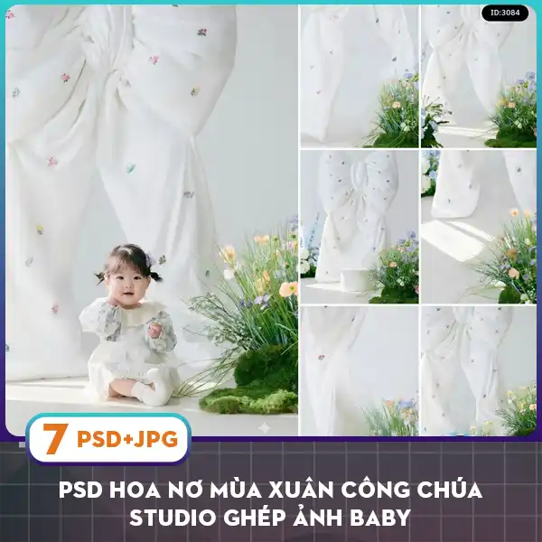 [VIP] PSD Hoa nơ mùa xuân công chúa studio ghép ảnh baby