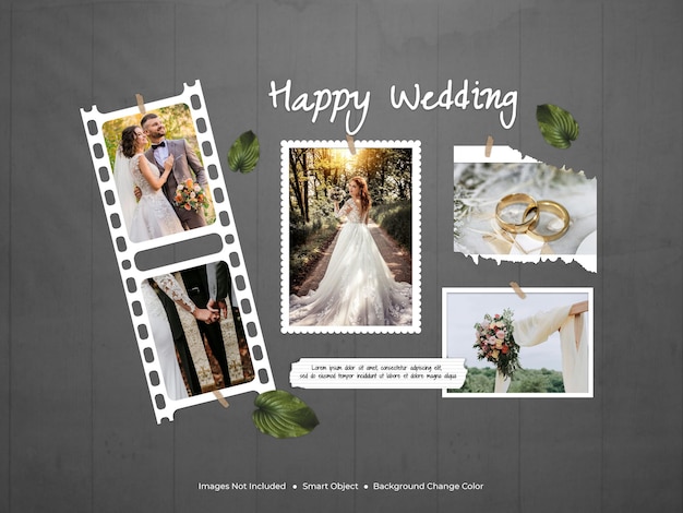 A collage of photos frame from the wedding mockup