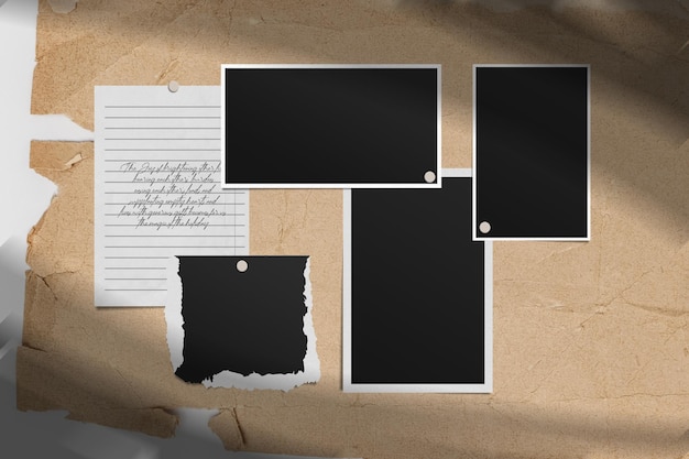 A collage of vintage photos and notes on a rustic burlap background