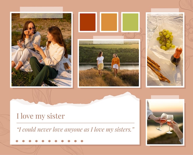 Aesthetic i love my sister scrapbook photo collage