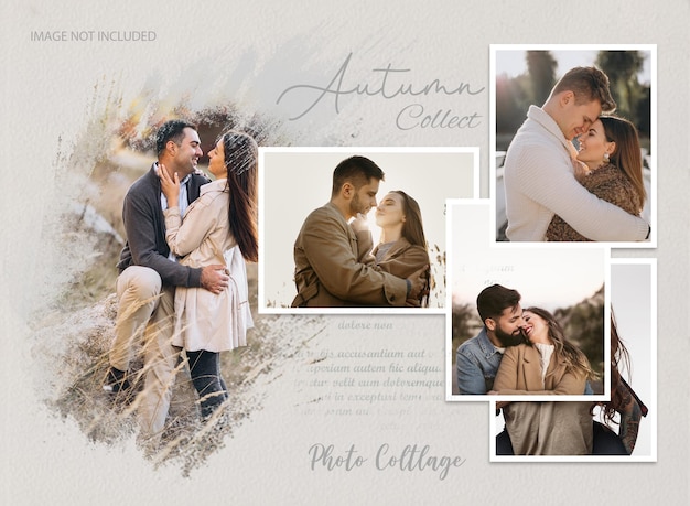 Autumn photo collage template featuring loving couples and romantic moments