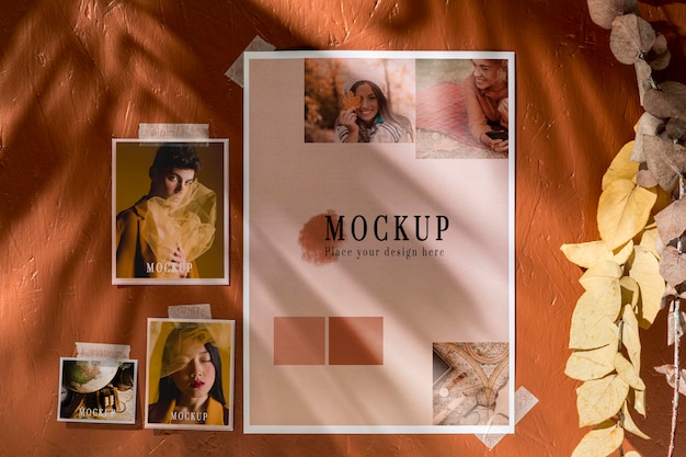 Beautiful autumn moodboard mock-up