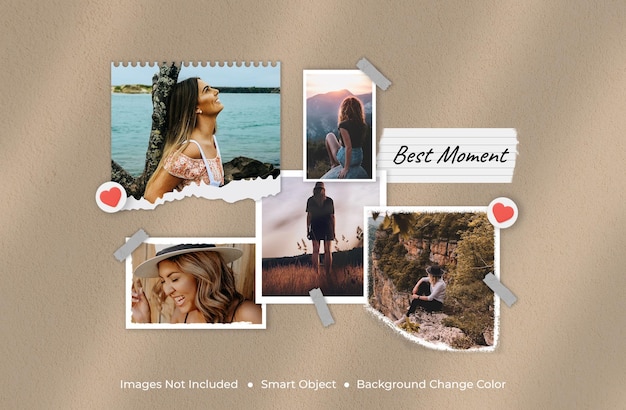 Best moment photo frame set mockup