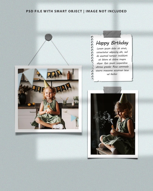 Birthday photo frame set mockup premium psd premium psd premium psd