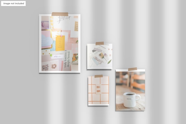 Close up on moodboard mockup isolated