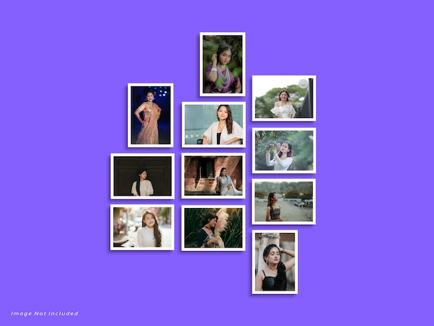 Collection of female model portraits in a photo collage