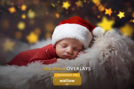 Bokeh star Christmas overlays: transparent PNG