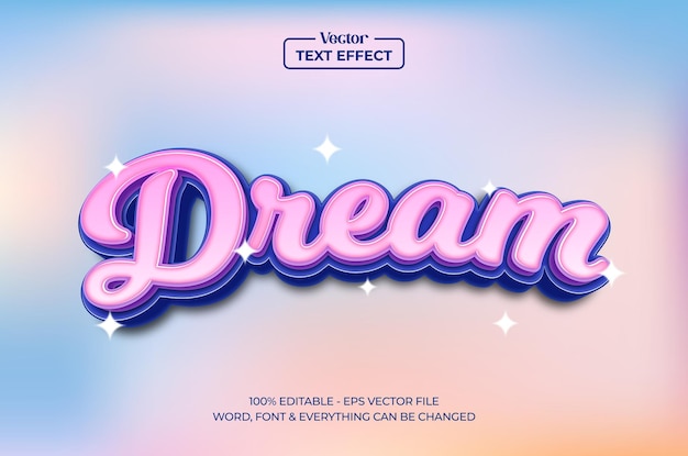 Dream hologram 3d text effect vector