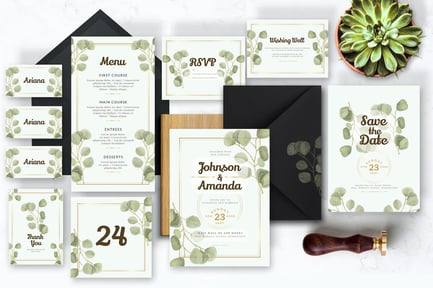 Watercolor Eucalyptus – Wedding Invitation
