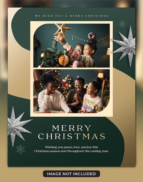 Elegant christmas greeting card with happy family moments