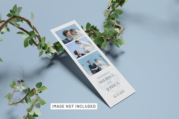Elegant wedding photo booth strip bookmark mockup