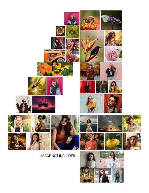 Four collage grid and photo collage effect mockup