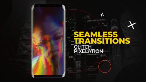 Vertical Glitch Pixelation Transitions