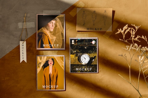 Front view of autumn moodboard mock-up