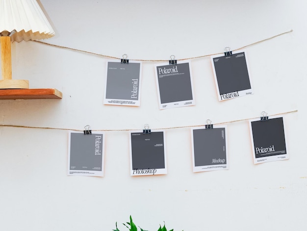 Hanging polaroid mockups