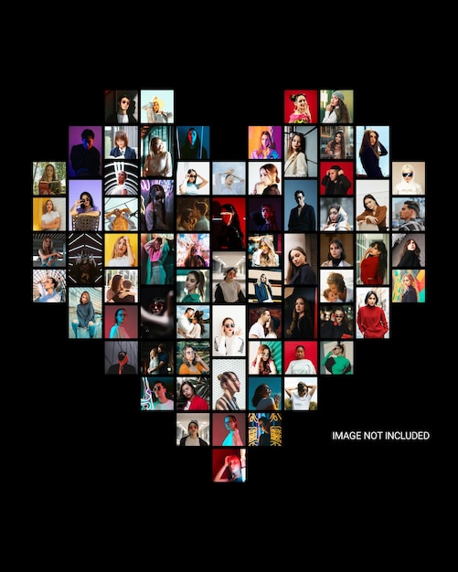 Heartshaped collage of diverse portraits