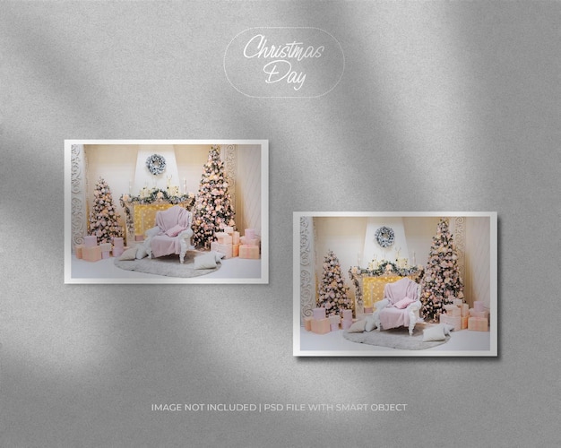 Landscape frame photo mockup for christmas and newyear merry christmas