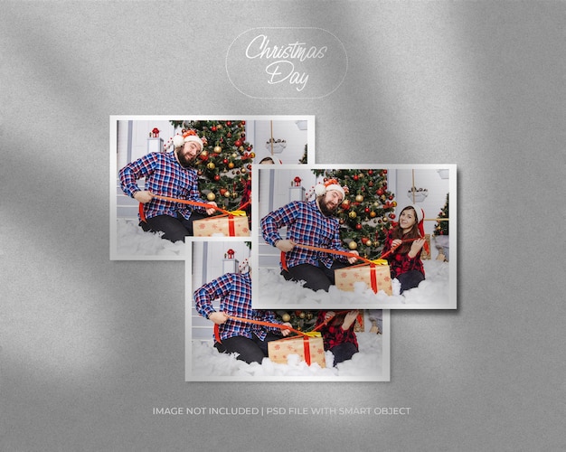 Landscape frame photo mockup for christmas and newyear merry christmas