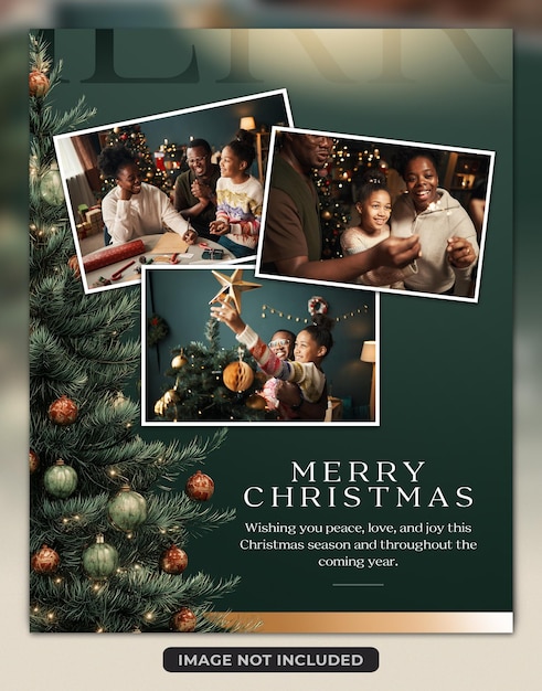 Merry christmas family photo set frame template