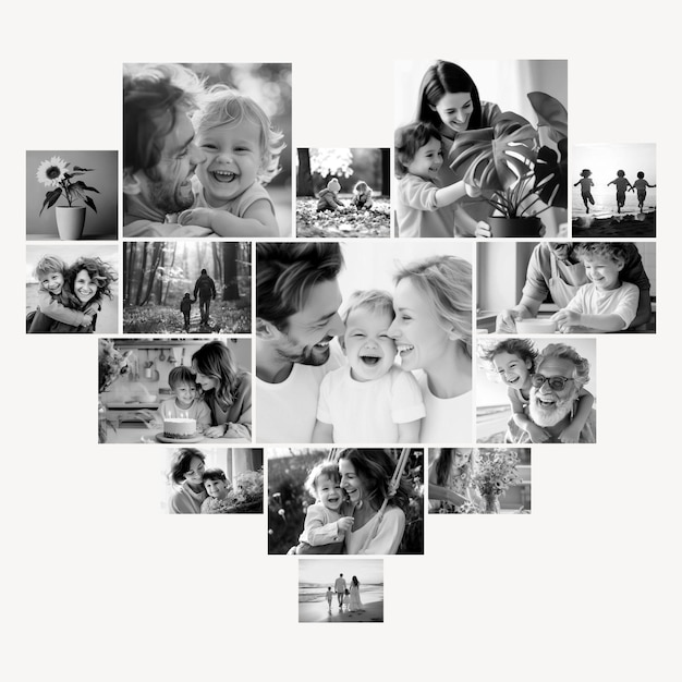 Minimal family love photo collage psd