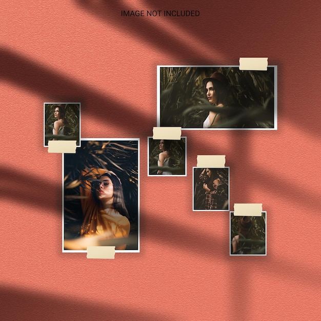 Modern minimalist shadow overlay photo frame polaroid mockup premium psd
