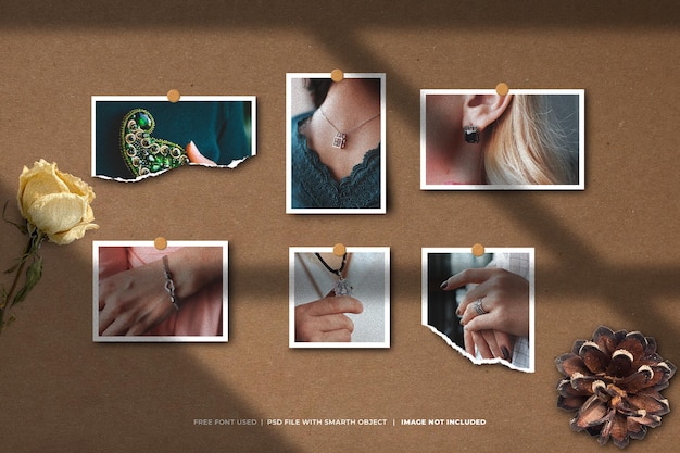 Moodboard polaroid fashion photo mockup