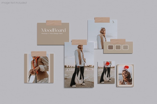Moodboard with photos and styled elements
