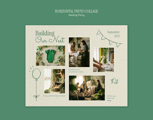 Nesting party photo collage: building our nest