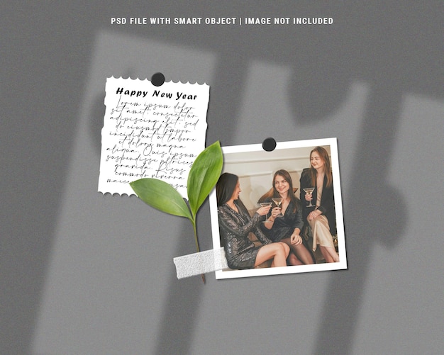 New year photo frame set mockup premium psd premium psd