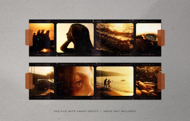 Old vintage photos paper frame set mockup