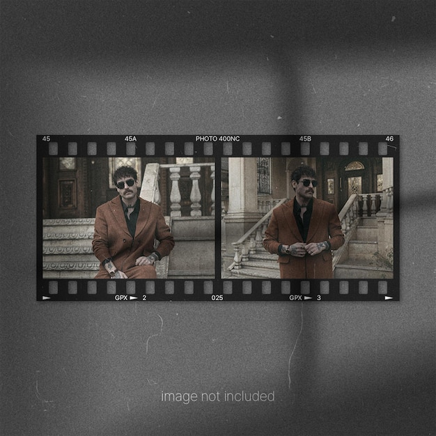 Photo film strip frame mockup