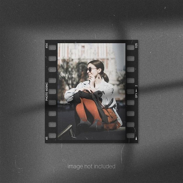Photo film strip frame mockup