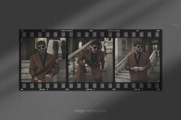 Photo film strip frame with vintage effect