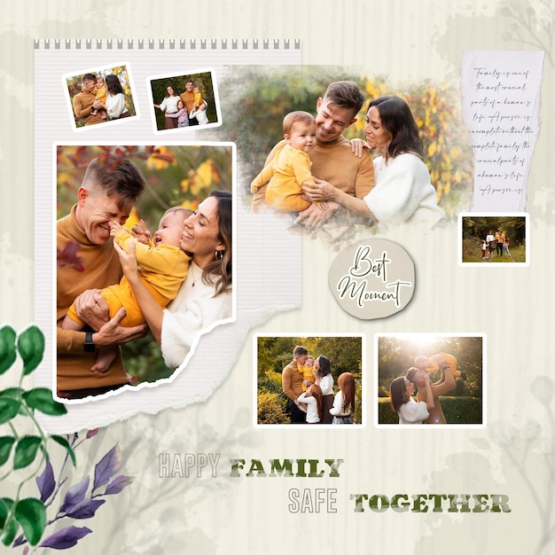 Photo frame for christmas celebration collage grid banner or poster template