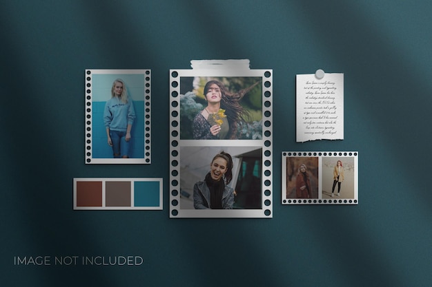 Portrait photo frame set with shadow mockup