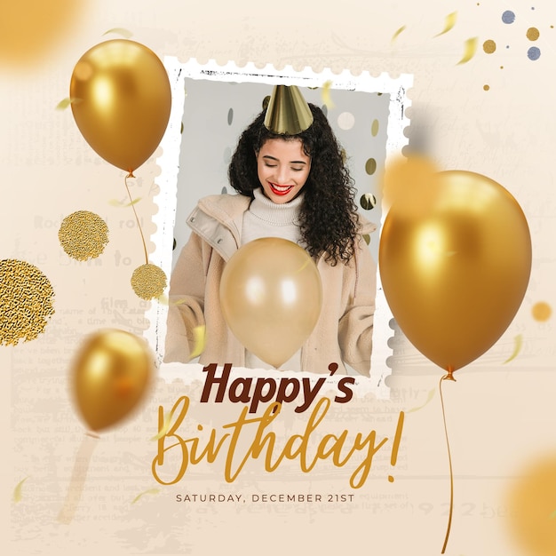 Psd social media moodboard birthday frame mockup