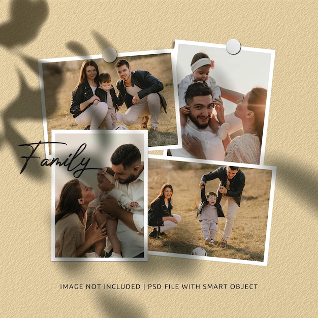 Psd social media moodboard family frame mockup