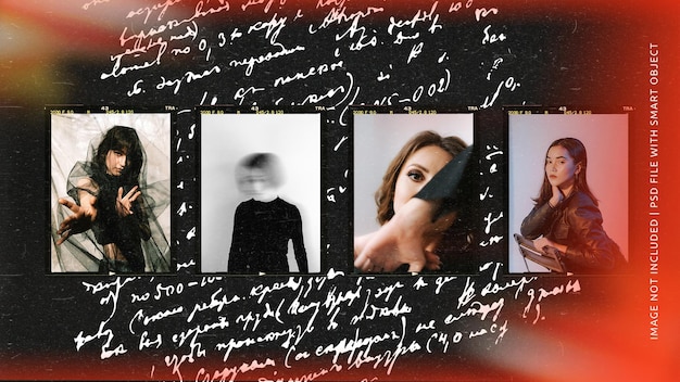 Psd social media retro moodboard frame mockup