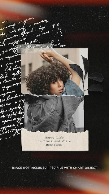 Psd social media stories retro moodboard frame mockup