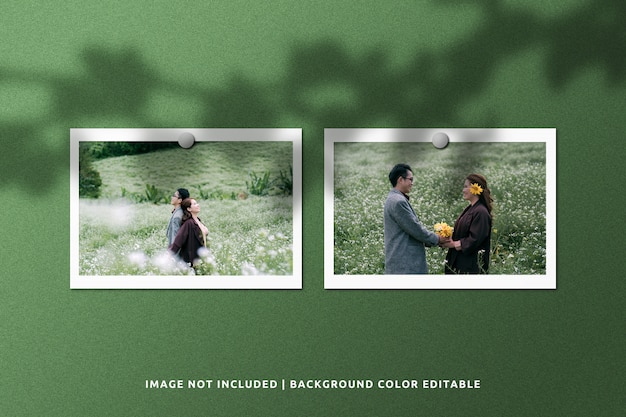 Realistic landscape paper frame photo mockup