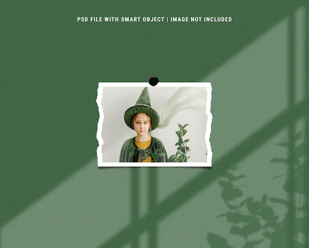 Realistic luxury green polaroid moodboard photo mockup premium psd