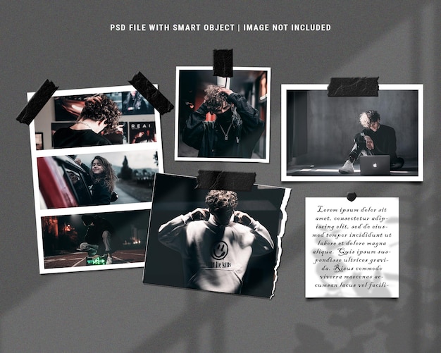 Realistic vintage photo frame set moodboard mockup premium psd premium psd