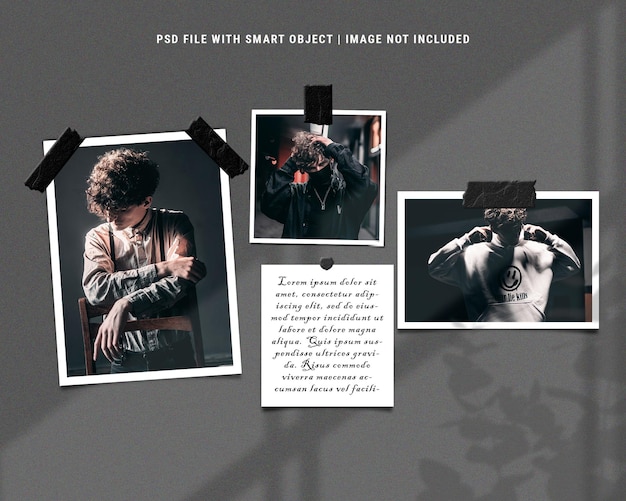 Realistic vintage photo frame set moodboard mockup premium psd premium psd