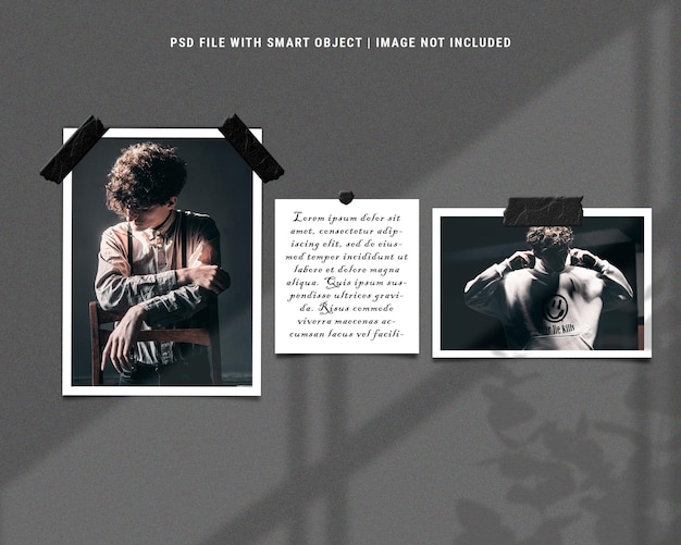 Realistic vintage photo frame set moodboard mockup premium psd premium psd