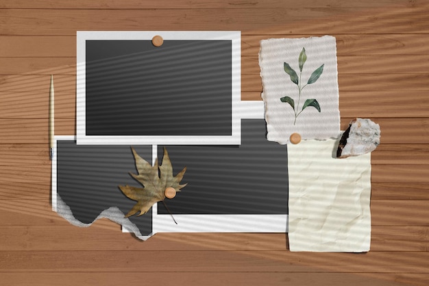 Rustic collage of photos and natural elements